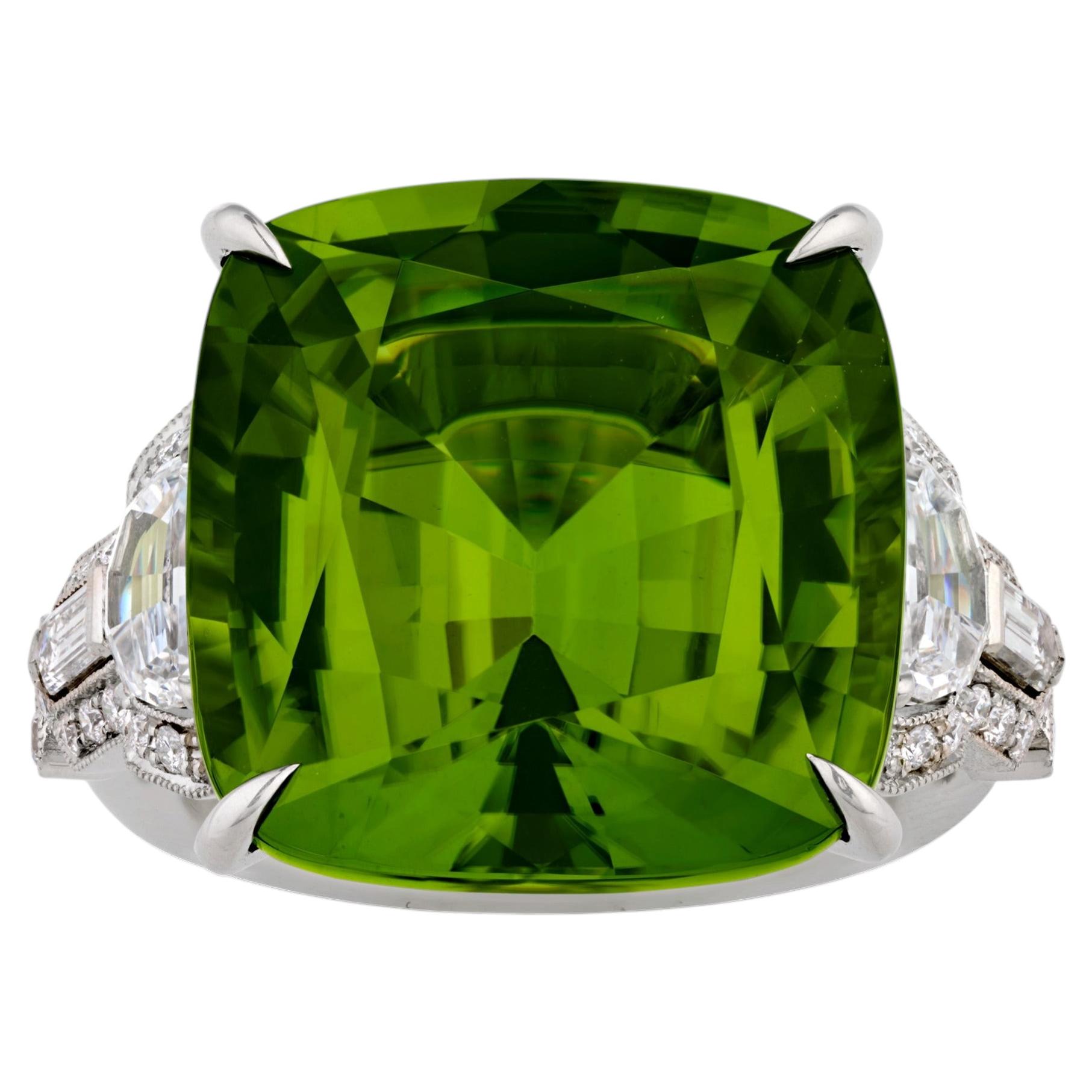 Raymond Yard Burmese Peridot Ring, 20.28 Carats For Sale