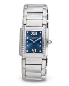 Orologio da polso Patek Philippe da donna in acciaio inossidabile Twenty~4 con diamanti e movimento al quarzo
