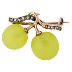 Belle Époque Art Glass Grape Brooch