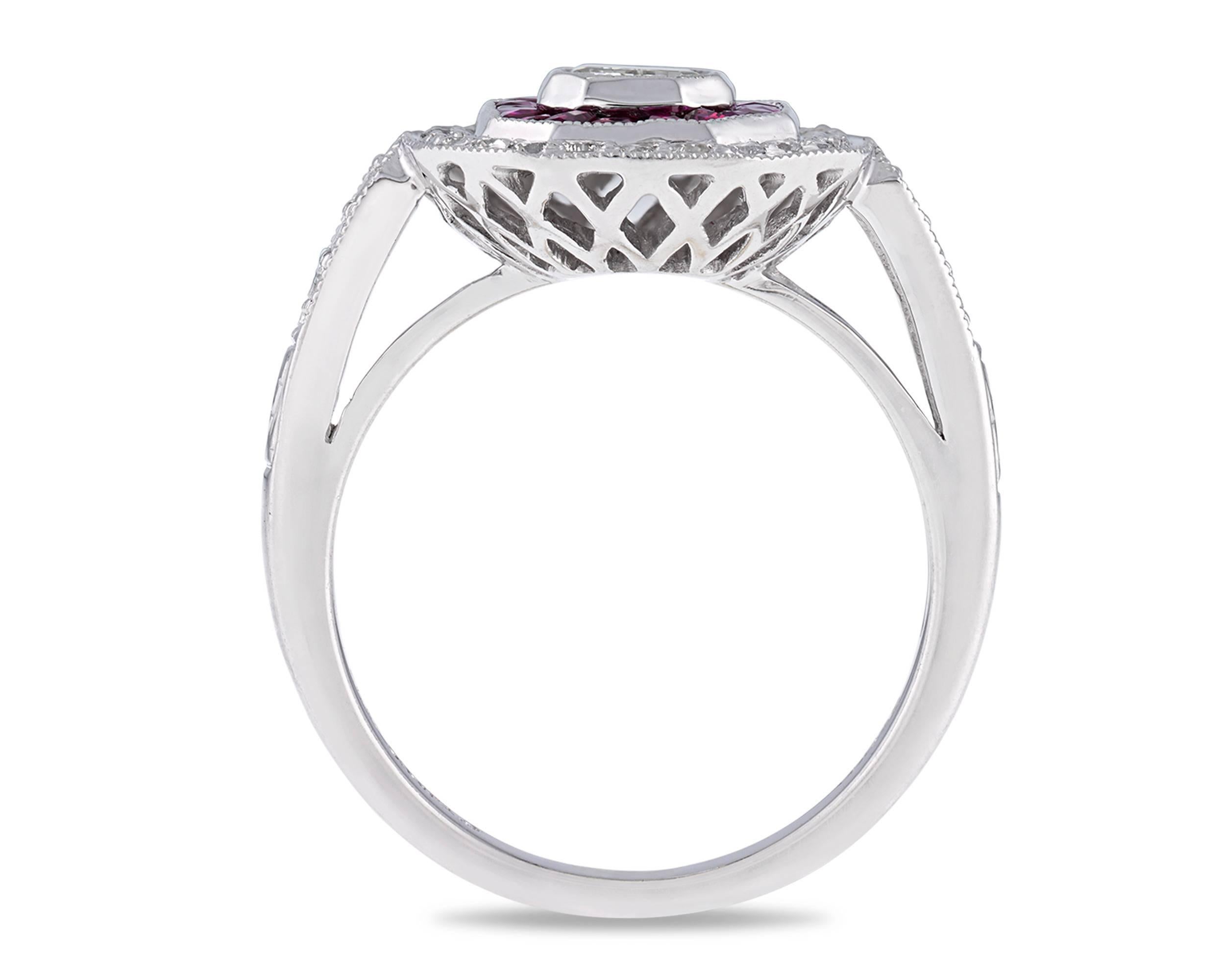 Art Deco-Style Diamond and Ruby Ring In New Condition In New Orleans, LA