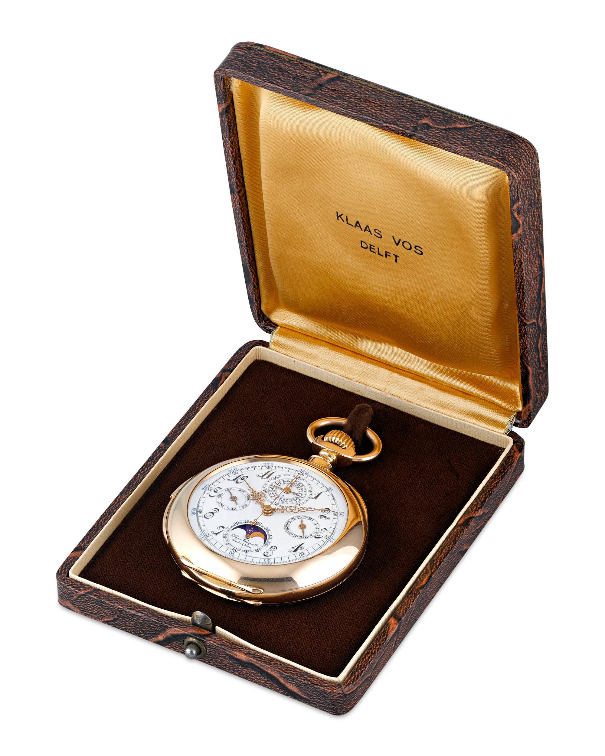 Haas Neveux & Co. Yellow Gold Swiss Grand Complication Pocket Watch In Excellent Condition In New Orleans, LA
