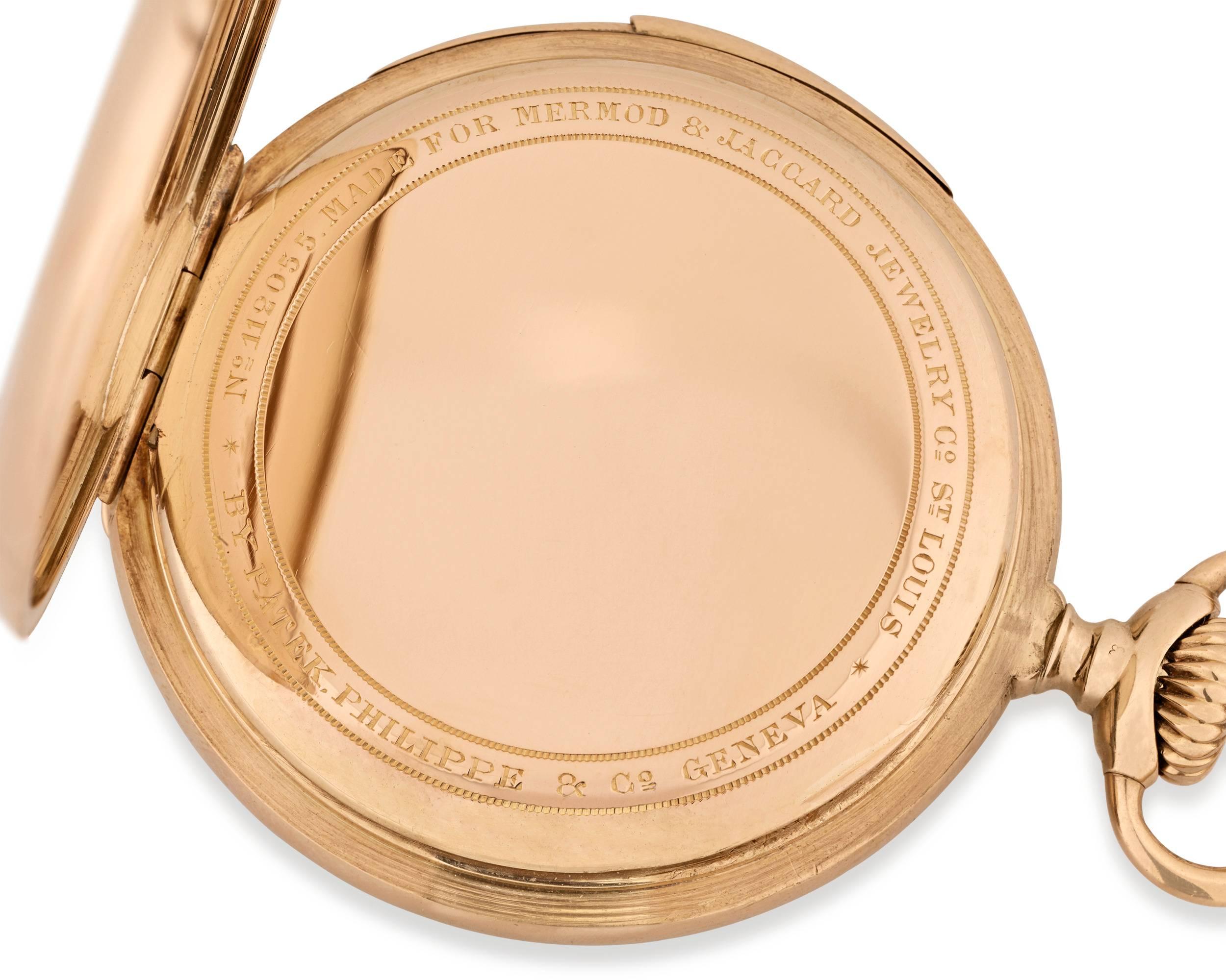 Modern Patek Philippe Yellow Gold Enamel Dial Five-Minute Repeater Pocket Watch