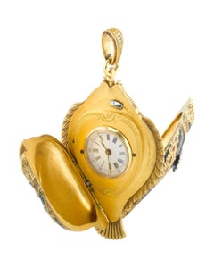 Diamond And Enamel Sunfish Lapel Watch