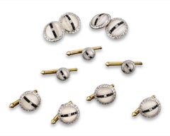Crystal, Diamond and Onyx Cufflink and Stud Set