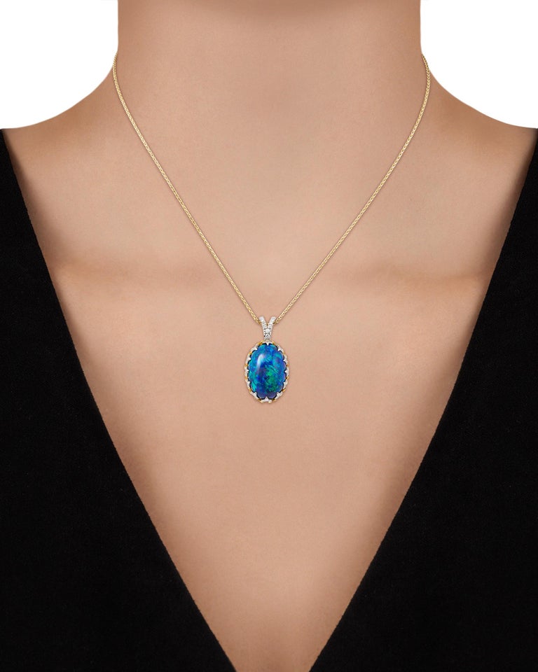 Black Opal Necklace 20.56 Carat at 1stDibs