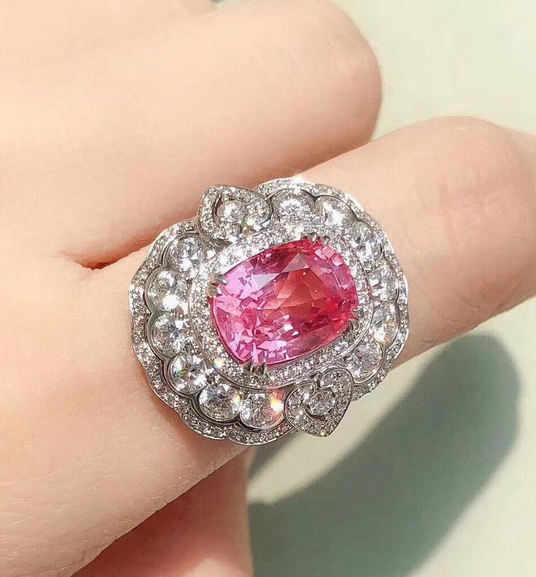 House of Garrard GIA 5.90 Carat Padparadscha Sapphire Cocktail Ring at ...