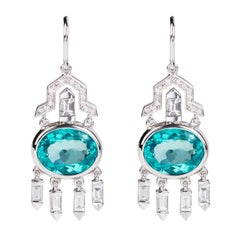 Nikos Koulis 18 Karat White Gold Apatite White Diamond Earrings