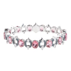 Nikos Koulis 18 Karat White Gold Pink Tourmaline White Diamond Bracelet