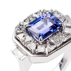 Nikos Koulis 18 Karat White Gold Tanzanite Trillion White Diamond Cocktail Ring