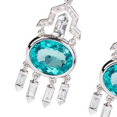 Nikos Koulis 18 Karat White Gold Apatite White Diamond Earrings