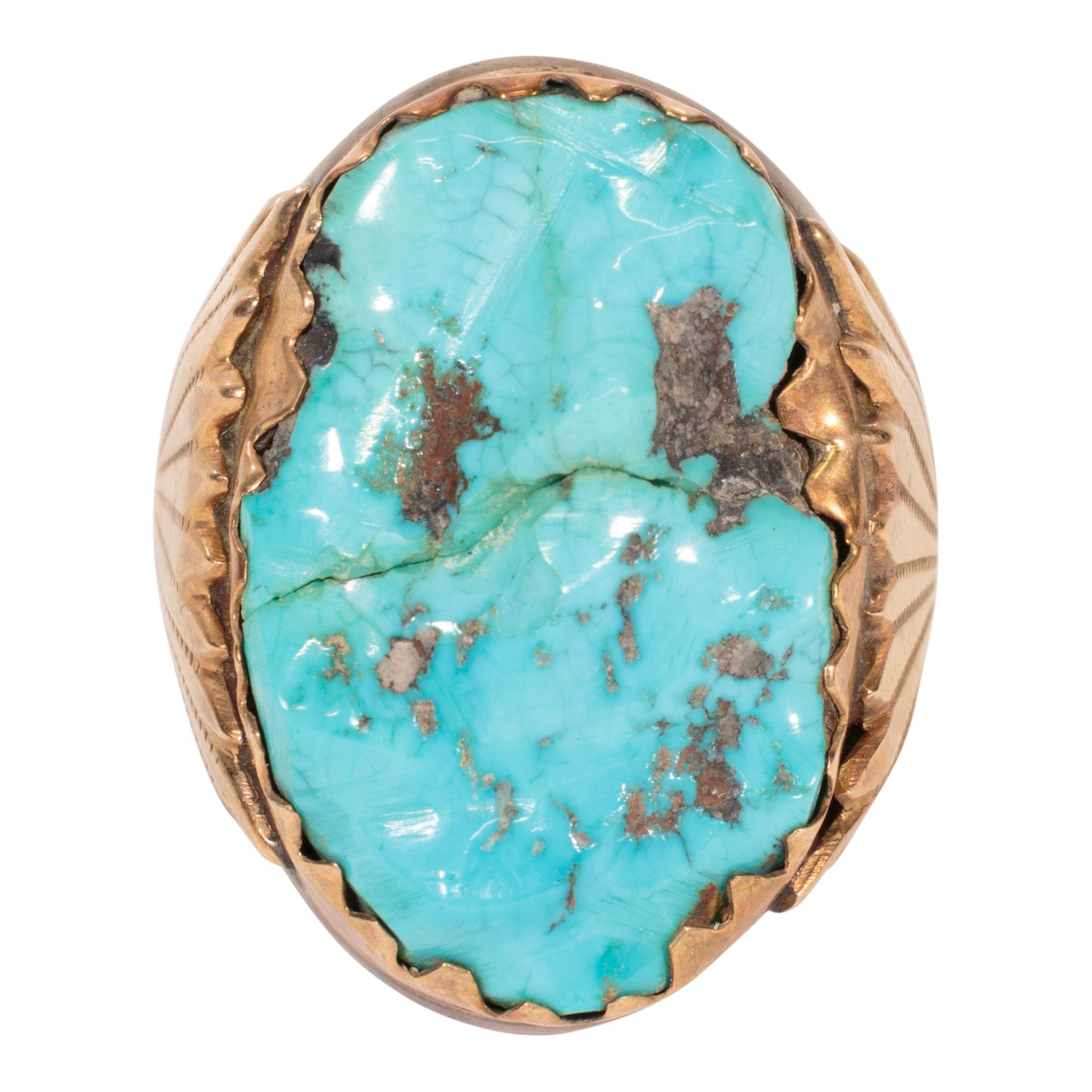 Bracelet, bague, boucle Bolo et boucle en or et turquoise Navajo Excellent état - En vente à Coeur d Alene, ID