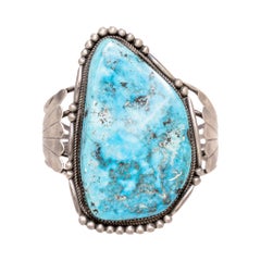 Bracelet Navajo Kingman en turquoise et argent sterling