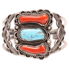 Bracciale di corallo e turchese Navajo