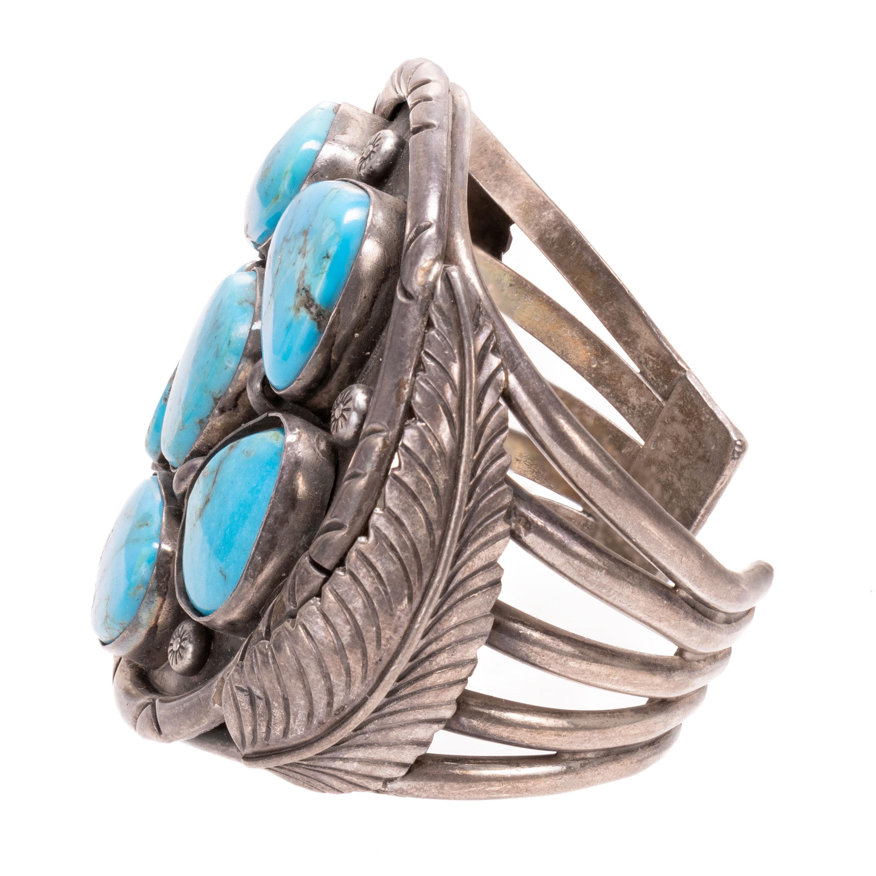 Amérindien Bracelet en turquoise Navajo et argent en vente