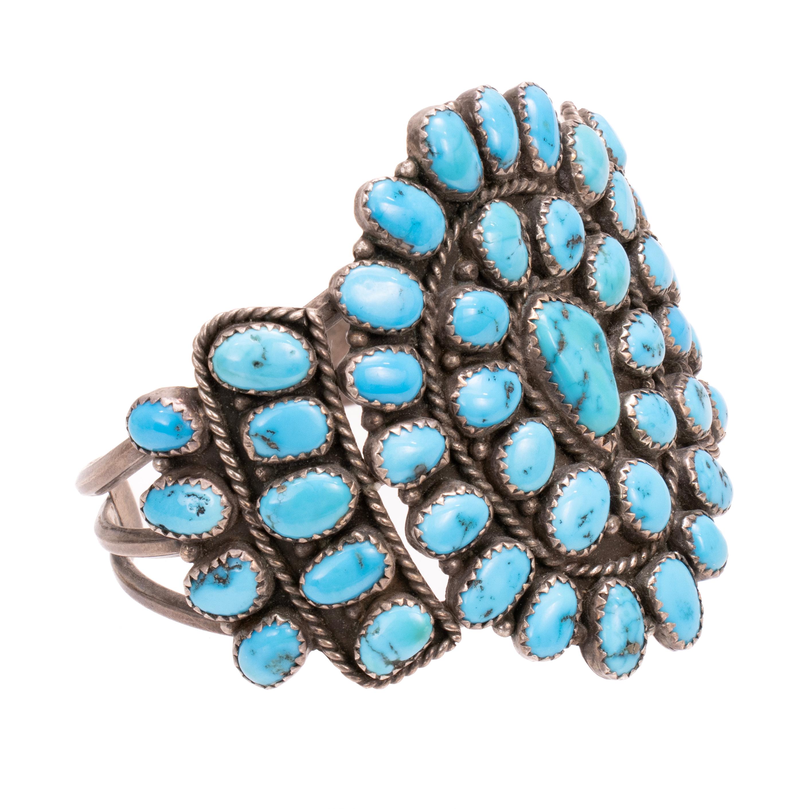 Old Mine Cut Navajo Needlepoint Cluster Bracelet For Sale