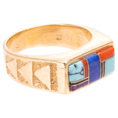 Vintage 14K Gold Southwest Mosaic Ring