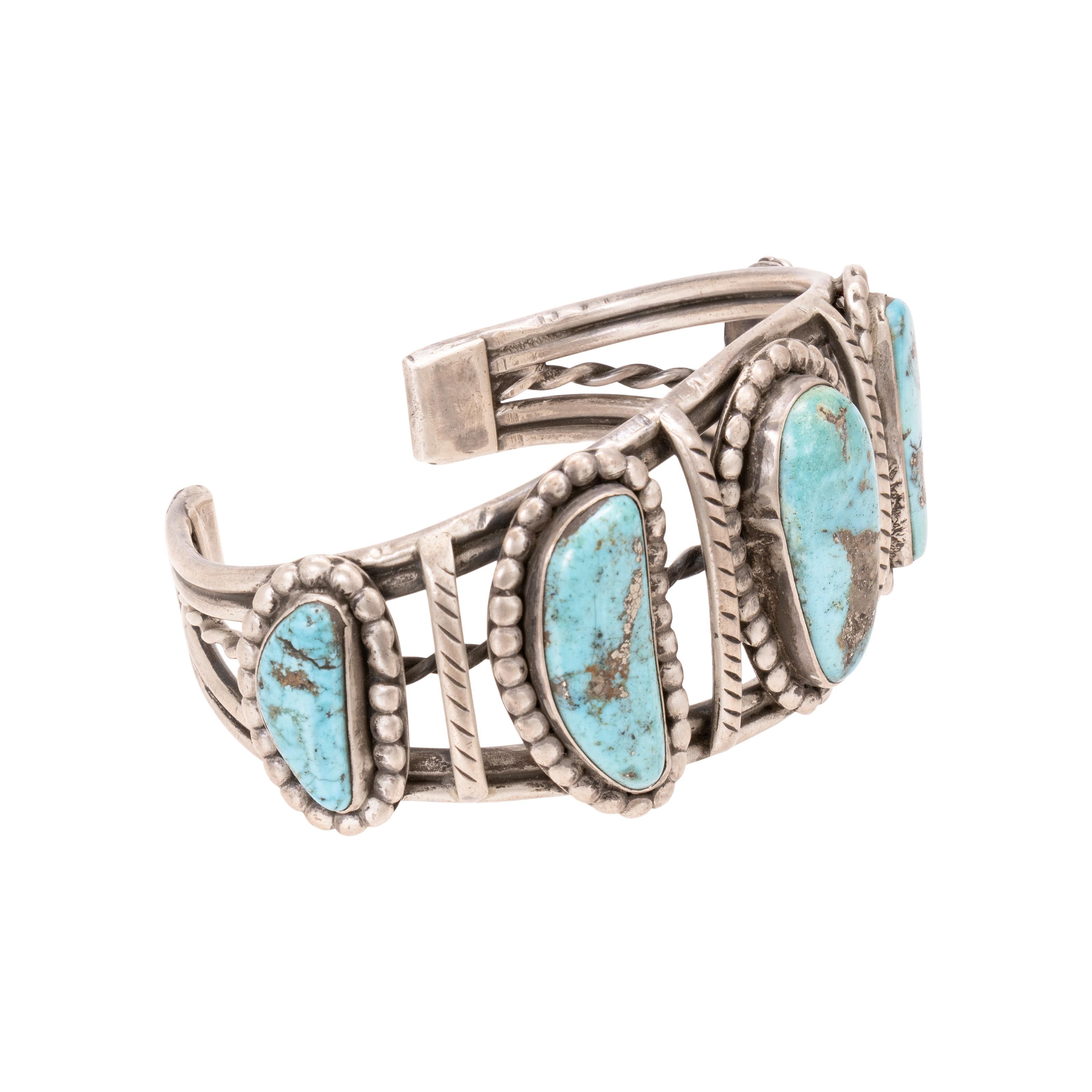 Pulsera Navajo de Turquesa y Plata Talla antigua en venta