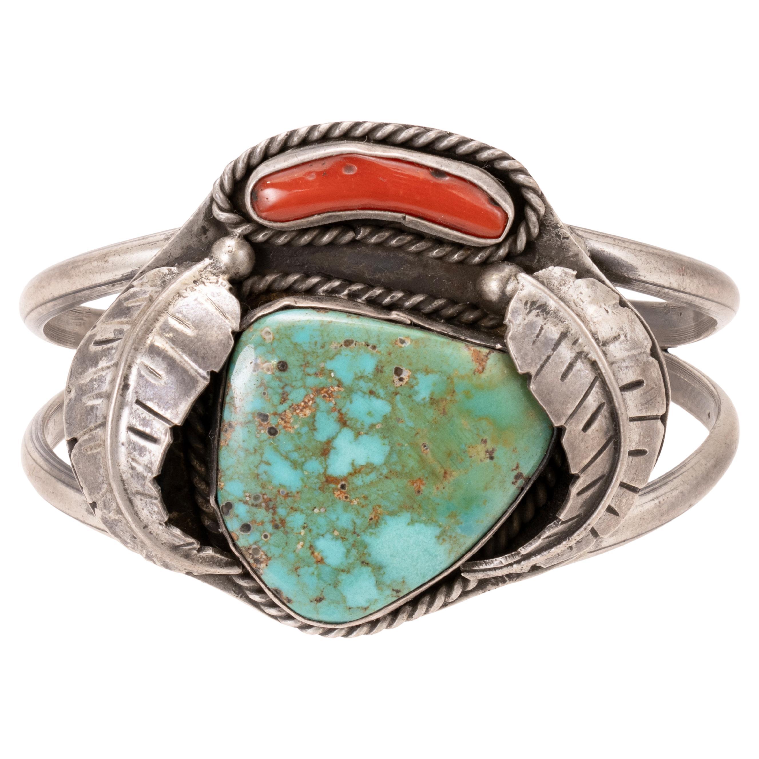 Bracciale di corallo e turchese Navajo