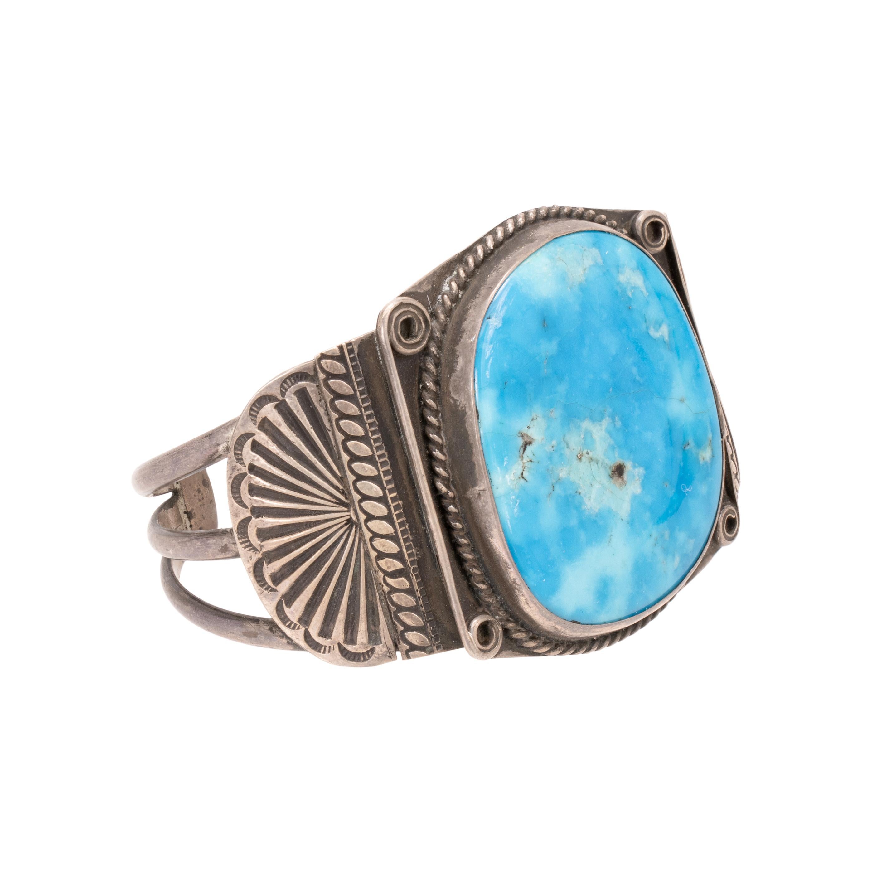 Pulsera Navajo de Turquesa y Plata Talla antigua en venta