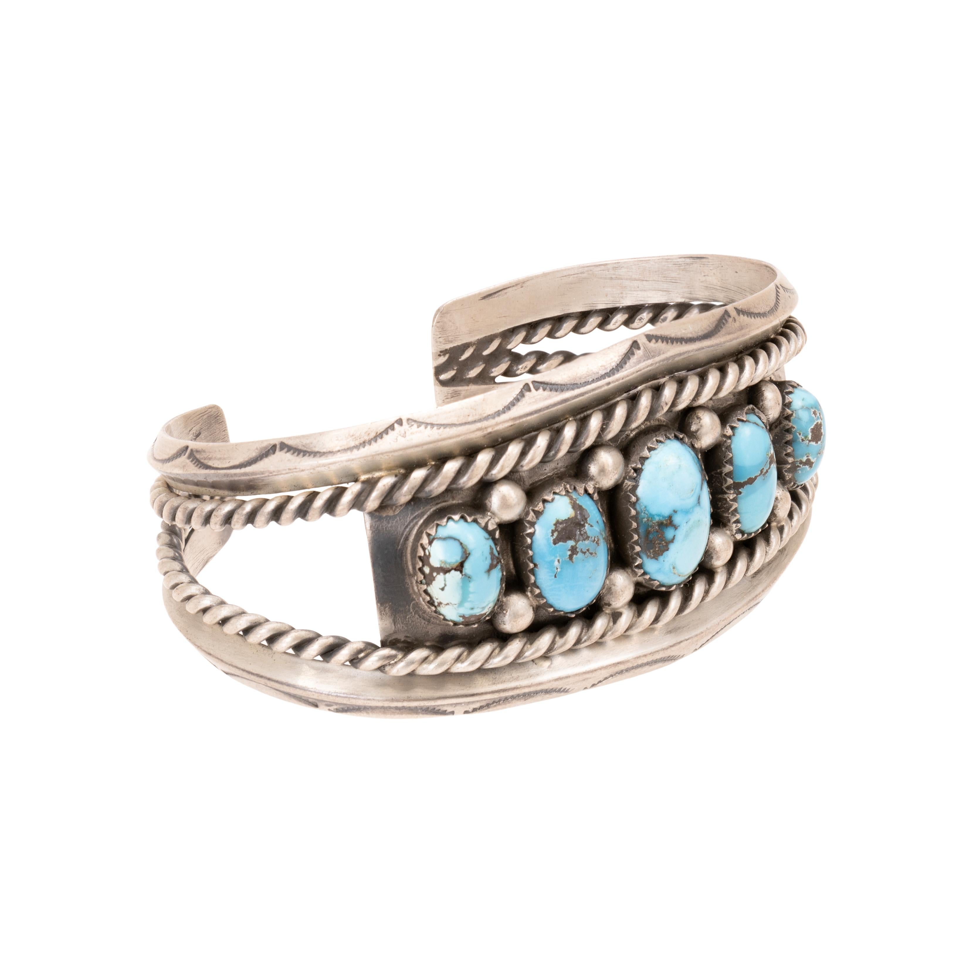 Pulsera Navajo de Turquesa y Plata Talla antigua en venta