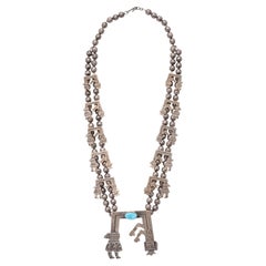 Navajo Rainbow Yei Sterling Silver Squash Blossom Necklace