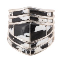 Navajo Avin Joe White Buffalo Turquoise and Sterling Silver Inlay Ring
