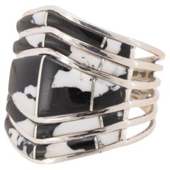 Navajo Avin Joe White Buffalo Turquoise and Sterling Silver Inlay Ring