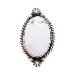 Navajo White Buffalo Turquoise and Sterling Silver Ring