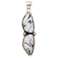 Navajo Robert Shakey White Buffalo Turquoise and Sterling Silver Pendant