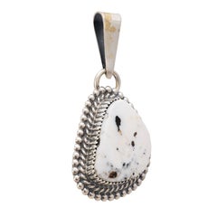 Navajo Avin Joe White Buffalo Turquoise and Sterling Silver Pendant