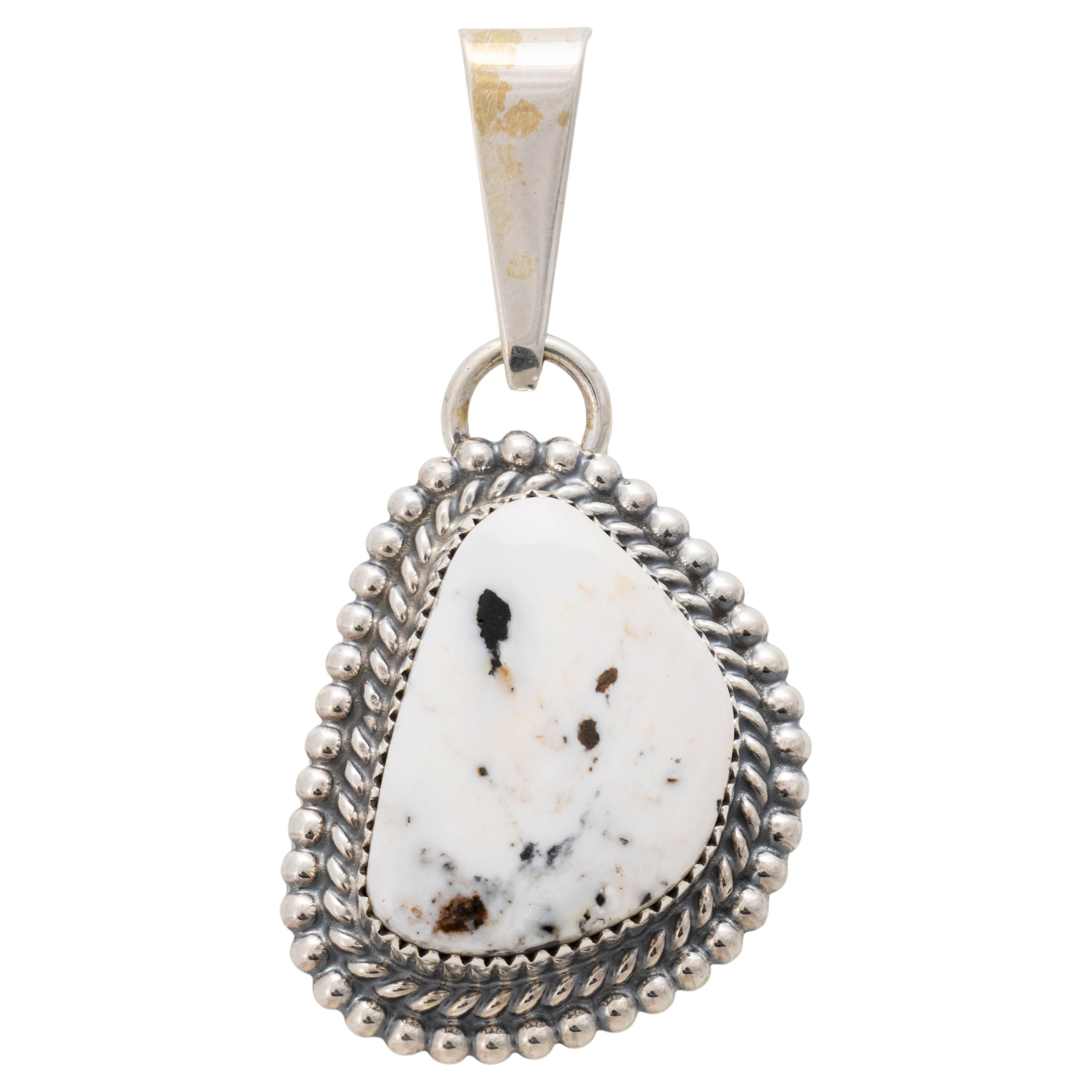 Navajo Avin Joe White Buffalo Turquoise and Sterling Silver Pendant