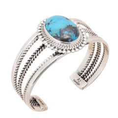 Navajo Avin Joe Turquoise and Sterling Silver Cuff Bracelet