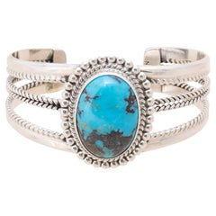 Bracelet manchette Navajo « Avin Joe » en turquoise et argent sterling