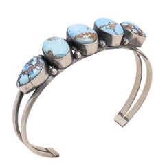 Navajo Scott Skeets Golden Hill Turquoise and Sterling Silver Cuff Bracelet