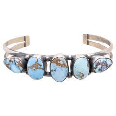 Navajo Scott Skeets Golden Hill Turquoise and Sterling Silver Cuff Bracelet