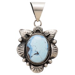 Navajo Juanita McDonaGolden Hill Turquoise and Sterling Silver Pendant Necklace