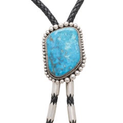 Large Navajo Turquoise and Sterling Silver Bolo Necktie