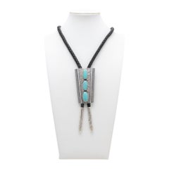 Navajo Turquoise and Sterling Silver Bolo Tie