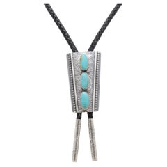 Navajo Turquoise and Sterling Silver Bolo Tie