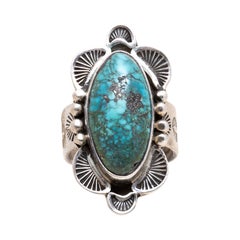 Navajo Darrell Yonnie Turquoise and Sterling Silver Ring