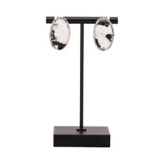 Navajo White Buffalo Turquoise and Sterling Silver Stud Earrings