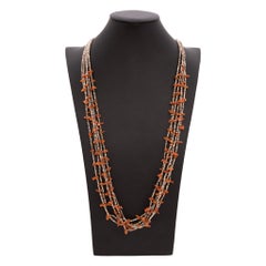 Santa Domingo Heishi and Coral Five-Strand Beaded Necklace