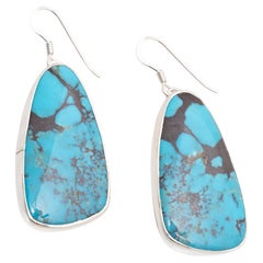 Navajo Everett and Mary Teller Turquoise and Sterling Silver Dangle Earrings