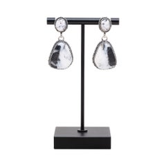 Navajo Avin Joe White Buffalo Turquoise and Sterling Silver Drop Earrings