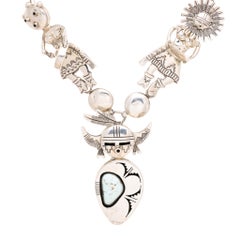 Navajo Bennie Ration Sterling Silver Kachina/Katsina and Turquoise Necklace