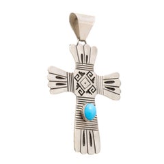 Sterling Silver and Turquoise Cross Pendant