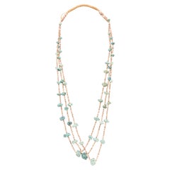 Turquoise and Heishi Beaded Three-Strand Necklace
