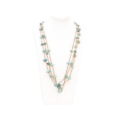 Turquoise and Heishi Beaded Three-Strand Necklace