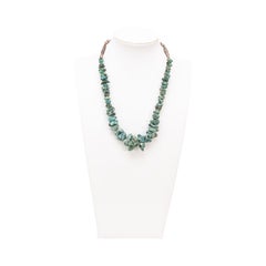 Turquoise Beaded Nugget and Sterling Silver Necklace
