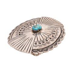 Gürtelschnalle aus Navajo-Sterlingsilber und Türkis